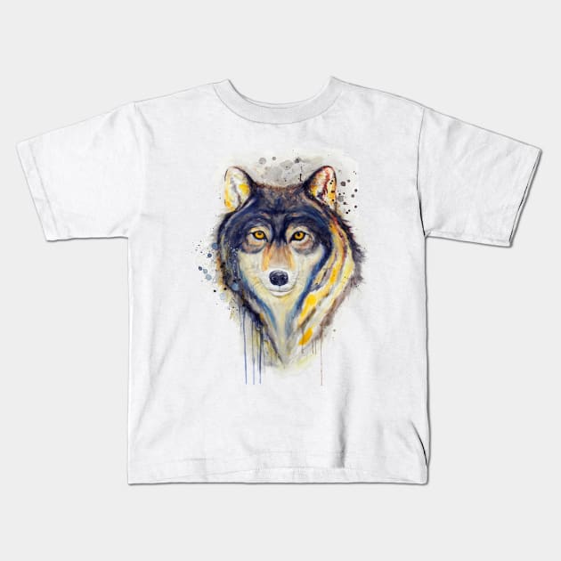 Wolf Head Kids T-Shirt by Marian Voicu